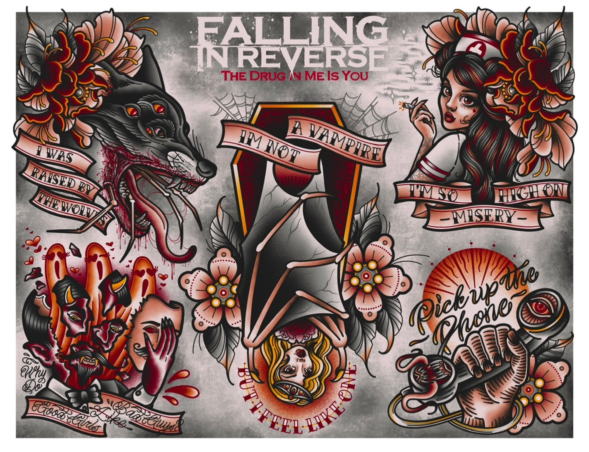 “The Drug In Me Is You” Falling In Reverse Inspired Tattoo Print