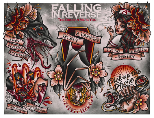 “The Drug In Me Is You” Falling In Reverse Inspired Tattoo Print