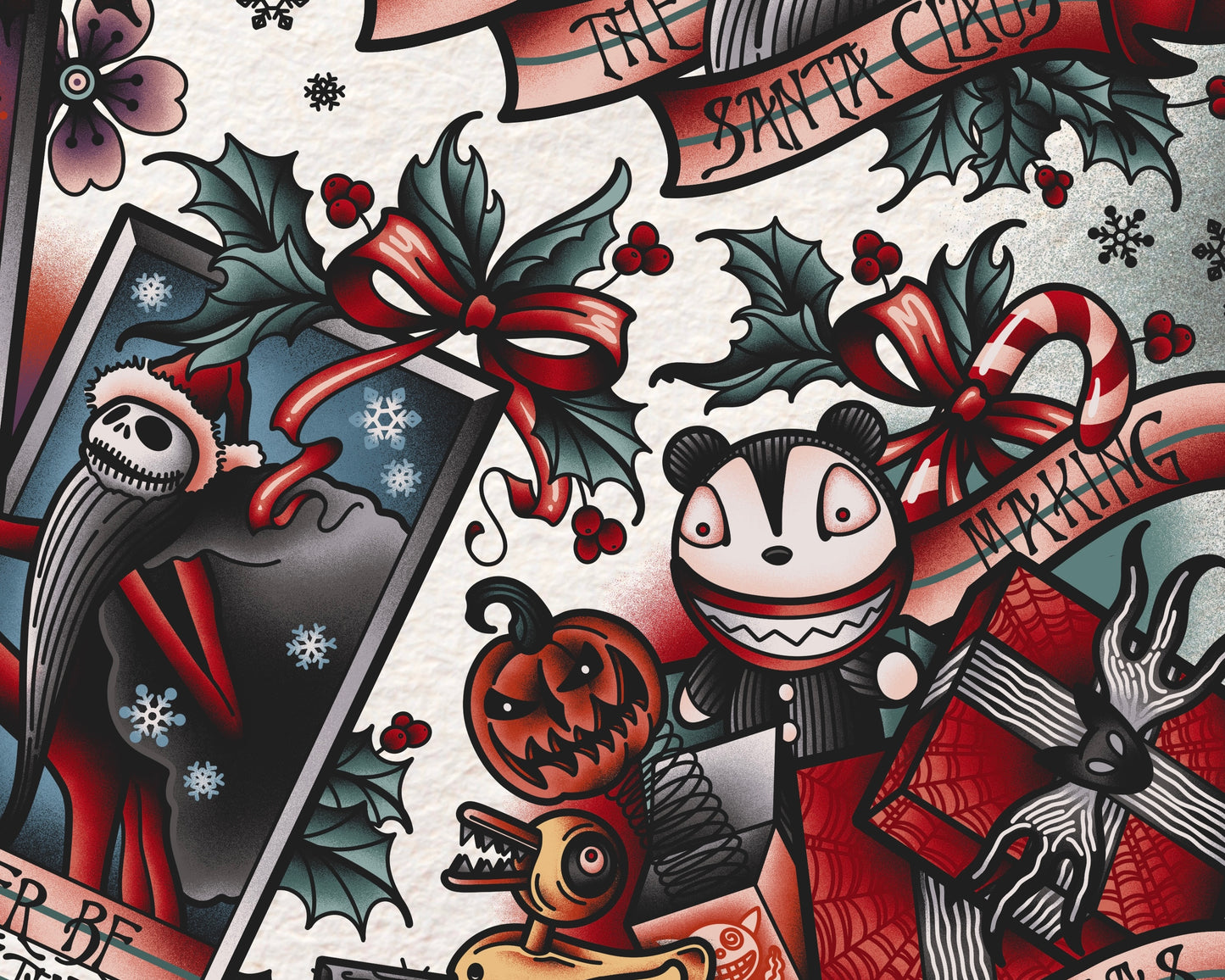 “The Nightmare Before Christmas” Inspired Tattoo Flash Print