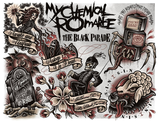 “The Black Parade” My Chemical Romance inspired tattoo flash print