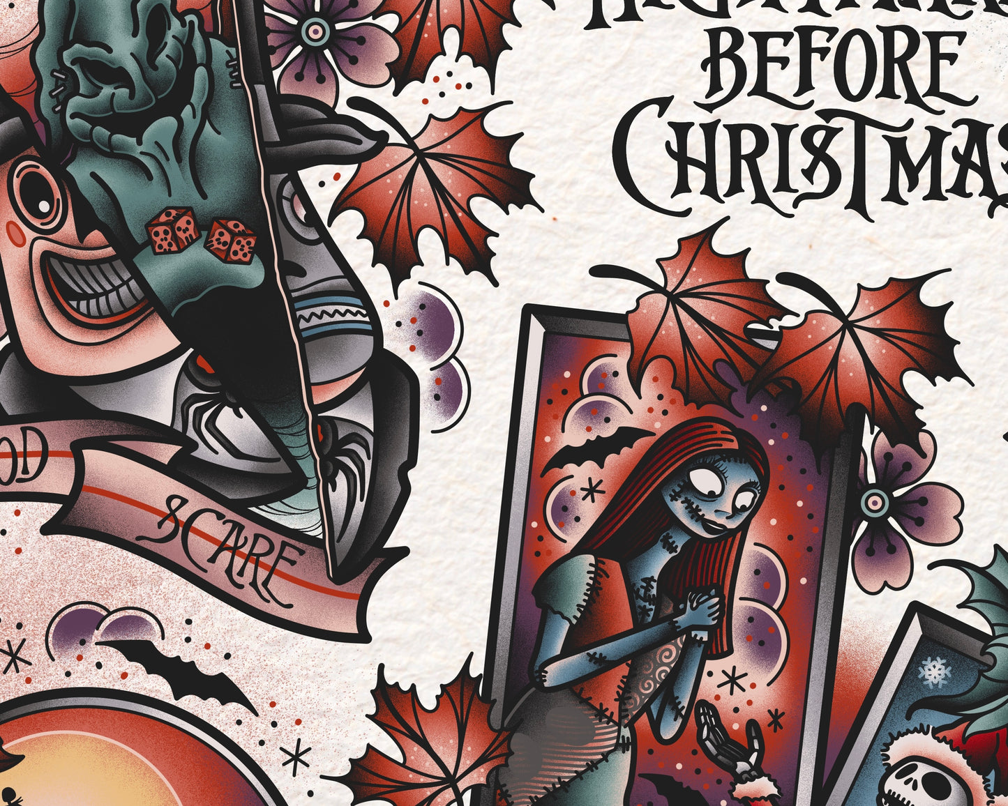 “The Nightmare Before Christmas” Inspired Tattoo Flash Print