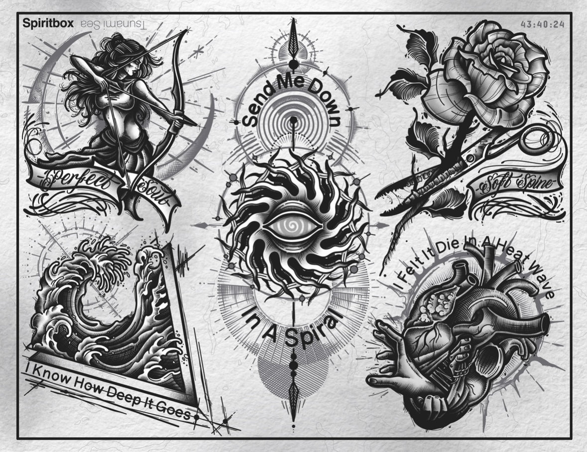 “Tsunami Sea” by Spiritbox Tattoo Flash Sheet