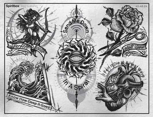 “Tsunami Sea” by Spiritbox Tattoo Flash Sheet