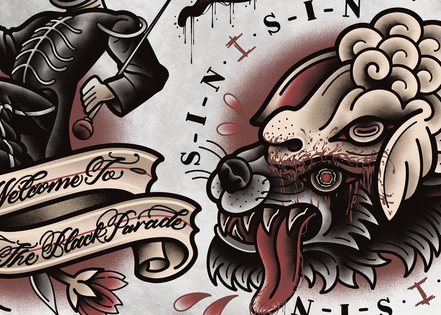 “The Black Parade” My Chemical Romance inspired tattoo flash print