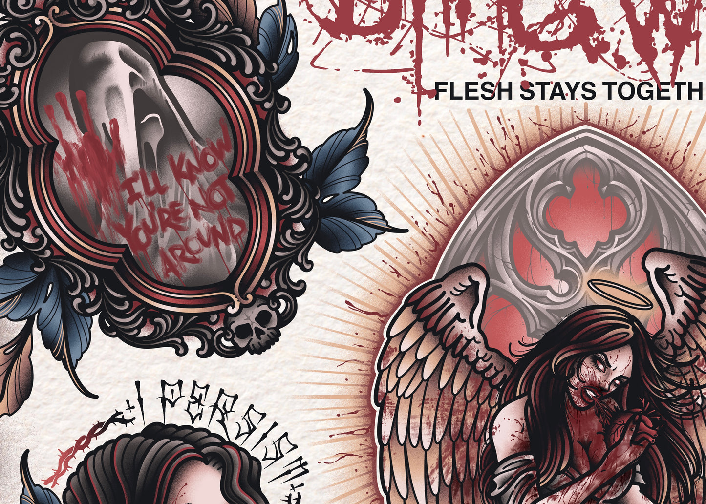 "Flesh Stays Together" by Dying Wish Tattoo Flash Sheet