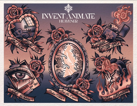 "Heavener" by Invent Animate Tattoo Flash Sheet