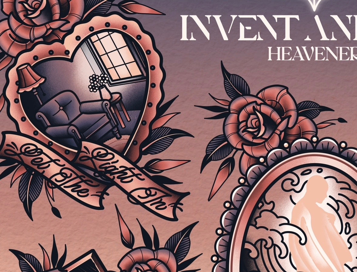 "Heavener" by Invent Animate Tattoo Flash Sheet