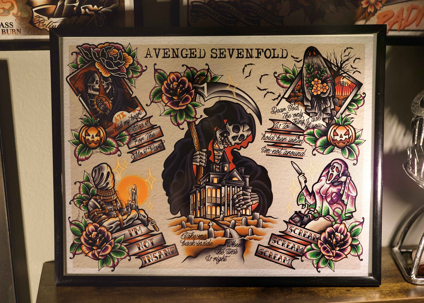 “Avenged Sevenfold” by Avenged Sevenfold Tattoo Flash Print