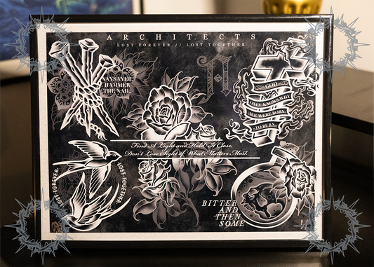 "Lost Forever // Lost Together" - Architects Tattoo Flash Sheet